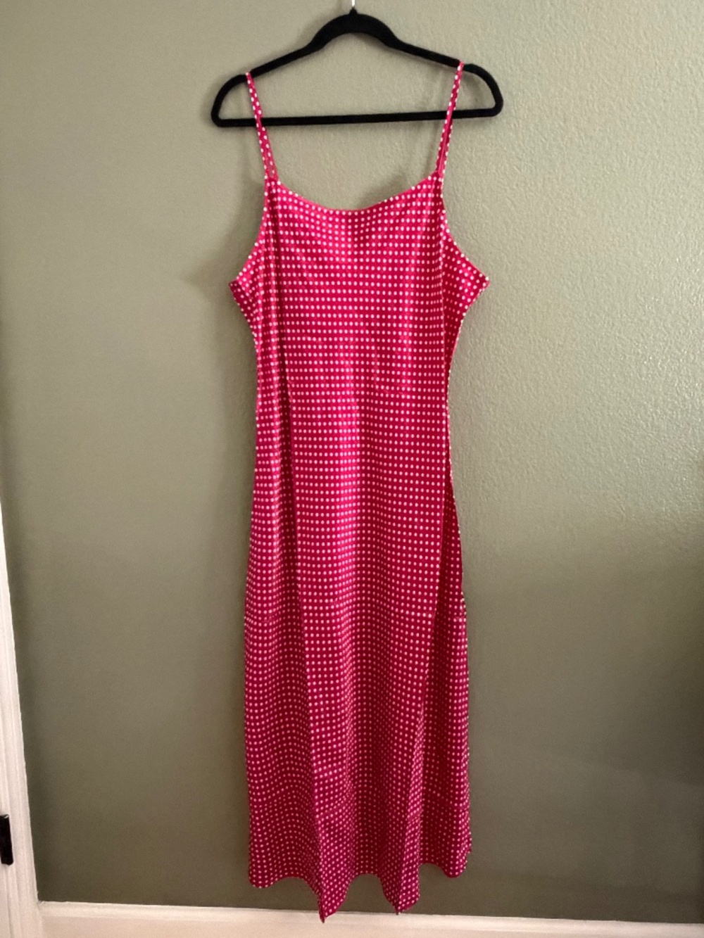 NWT The Loft Dotted Satin Strappy Bias Midi Dress